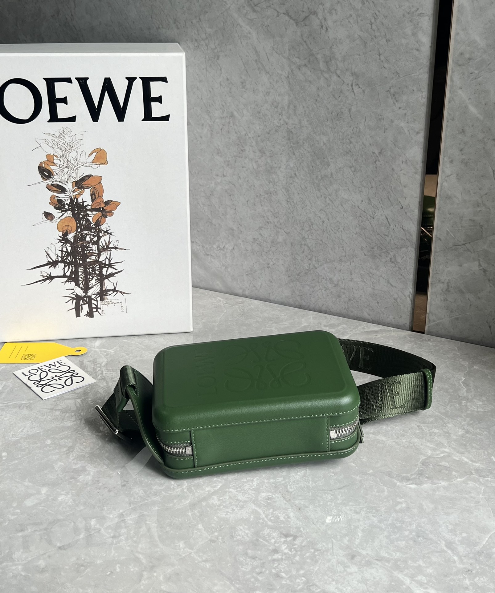 Loewe Molded Sling in Smooth Calfskin Green